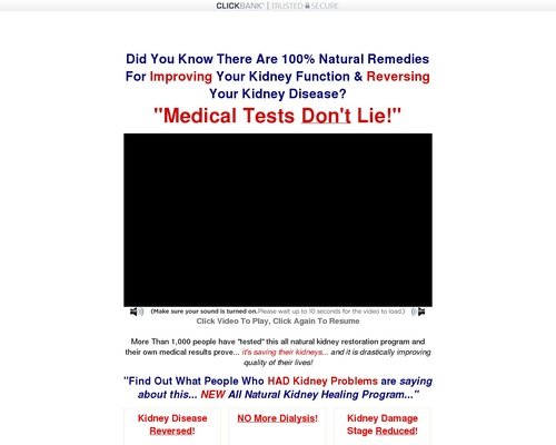 All Natural Kidney Health & Kidney Function Restoration Program