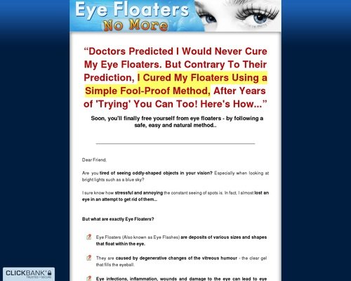 Eye Floaters No More ~ New Niche With High Conversions
